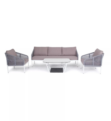 Комплект садовой мебели 4SIS Канны на 5 персон из роупа Цвет: серый Комплект садовой мебели 4SIS Канны на 5 персон из роупа Цвет: серый