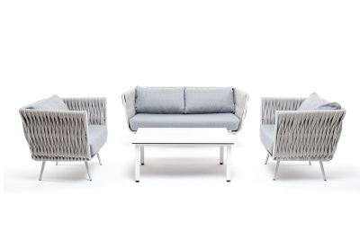 Лаунж-зона 4SIS Монако 4-местная со столом Канны молочный, светло-серый