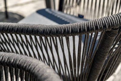 Обеденная группа 4SIS Малага 6-местная со стульями Марсель, каркас темно-серый, роуп темно-серый