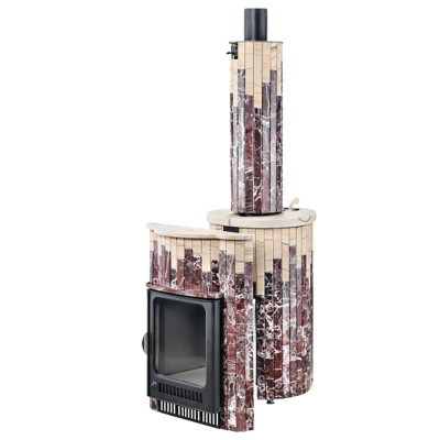 Дровяная печь Ферингер Малютка ПФ в облицовке Россо Леванте+"Окаменевшее дерево", до 18 м³ Дровяная печь Ферингер Малютка ПФ в облицовке Россо Леванте+"Окаменевшее дерево", до 18 м³