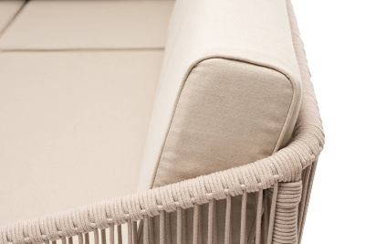 Модульная угловая лаунж-зона 4SIS Канны из роупа, со столом Диего (молочный), цвет бежевый