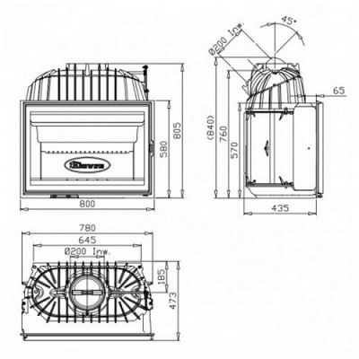 Каминная топка Dovre 2180CBS/B Каминная топка Dovre 2180CBS/B