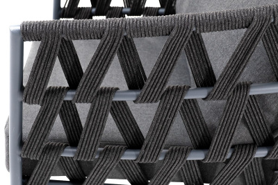 Кресло из роупа 4SIS, каркас темно-серый муар, роуп темно-серый, ткань темно-серая 027 Кресло из роупа 4SIS, каркас темно-серый муар, роуп темно-серый, ткань темно-серая 027