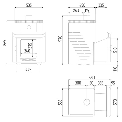 Дровяная печь Ферингер Квадра ПФ в кожухе Стандарт, до 25 м³ Дровяная печь Ферингер Квадра ПФ в кожухе Стандарт, до 25 м³