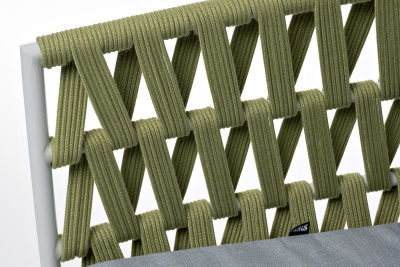 Кресло 4SIS Диего, каркас светло-серый муар, роуп салатовый меланж, ткань светло-серая