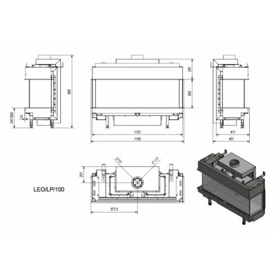 Каминная топка Kratki LEO LP 100 NG (магистральный газ) Каминная топка Kratki LEO LP 100 NG (магистральный газ)