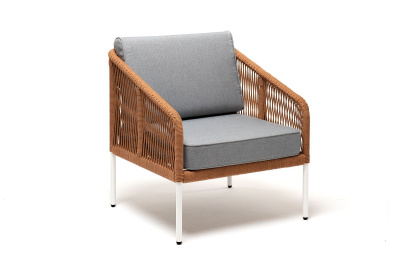 Кресло 4SIS Канны Цвет: белый шагрень, оранжевый меланж, светло-серый