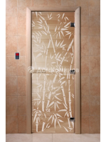 Дверь для саун DoorWood "Бамбук и бабочки прозрачная"