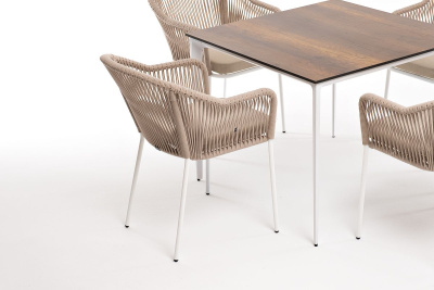 Обеденная группа 4SIS Малага 4-местная со стульями Лион Цвет: белый, бежевый