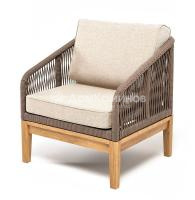 Кресло 4SIS Канны из роупа, основание дуб, роуп коричневый, ткань бежевая 052