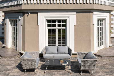 Лаунж-зона 4SIS Монако 4-местная со столом Верона (серый гранит), каркас светло-серый, роуп светло-серый