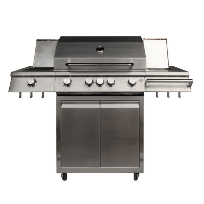 Газовый гриль B-Fire Kutuzov Premium 4 (2 столика + тележка 70 см.), нерж. сталь Газовый гриль B-Fire Kutuzov Premium 4 (2 столика + тележка 70 см.), нерж. сталь