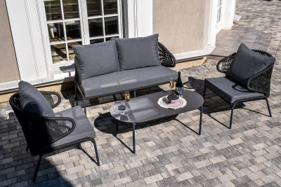 Лаунж-зона 4SIS Милан 4-местная из роупа Цвет: темно-серый