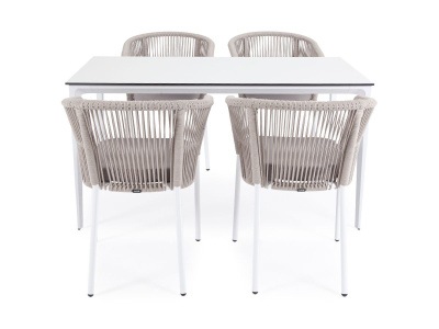 Обеденная группа 4SIS Малага 4-местная со стульями Марсель Цвет: белый, бежевый, молочный