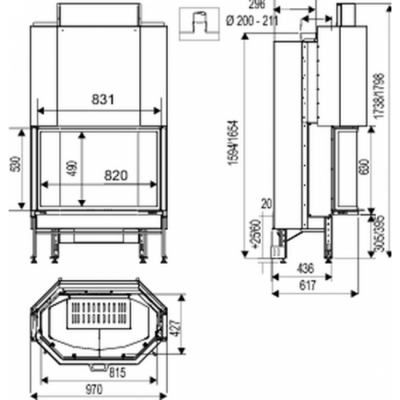 Каминная топка Supra CRISTAL 411 B N Каминная топка Supra CRISTAL 411 B N