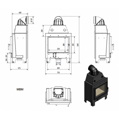 Каминная топка Kratki MBM Каминная топка Kratki MBM