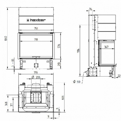 Каминная топка Hoxter UKA 37/75/37/57h Каминная топка Hoxter UKA 37/75/37/57h