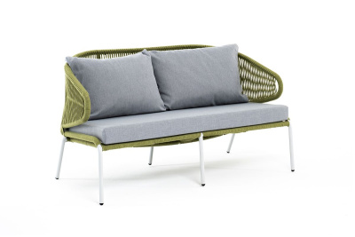 Диван 4SIS Милан 2-местный плетеный Цвет: светло-серый RAL7035 шагрень, салатовый меланж, светло-серый