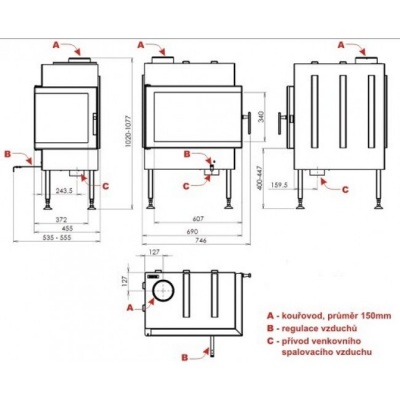 Каминная топка ABX Cardiff (стальная правая) Каминная топка ABX Cardiff (стальная правая)