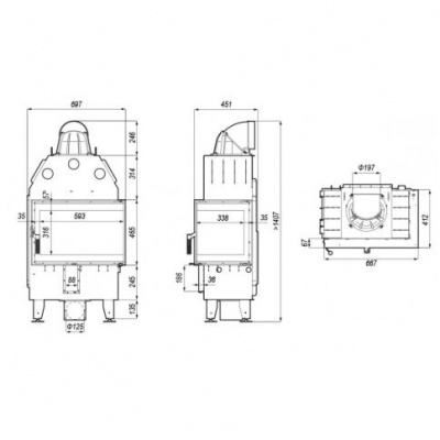 Топка Defro Home Intra SM Mini угловая, 10кВт, 667/465/412мм