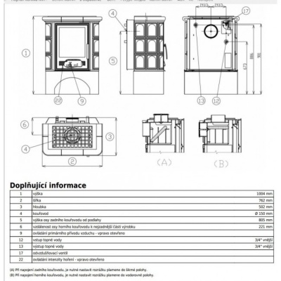 Печь-камин ABX IBERIA KI, с теплообменником, с допуском воздуха (коричневый)