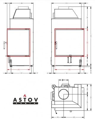 Каминная топка АСТОВ П2С 600 Каминная топка АСТОВ П2С 600