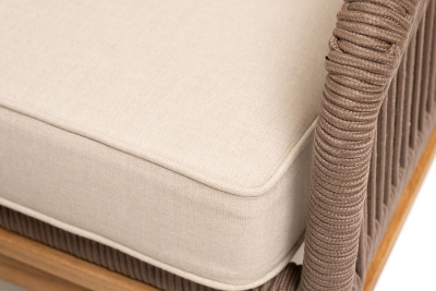 Лаунж-зона 4SIS Канны 4-местная из роупа со столиком Гранада, со столом "Гранада" (серый гранит), основание дуб, роуп коричневый, ткань бежевая