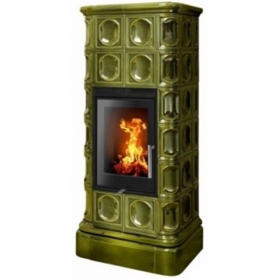 Печь-камин ABX KALEDONIE EXclusive L, средняя - вставка Orion (зеленый)