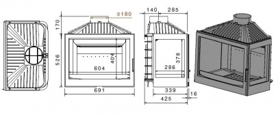 Каминная топка Liseo K7 RL Каминная топка Liseo K7 RL