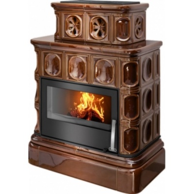 Печь-камин ABX KARELIE P OX, с кафельным цоколем (коричневый)