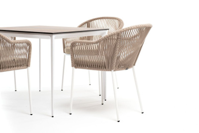 Обеденная группа 4SIS Малага 4-местная со стульями Лион Цвет: белый, бежевый