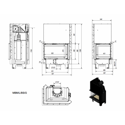 Каминная топка Kratki MBM L BS G Каминная топка Kratki MBM L BS G