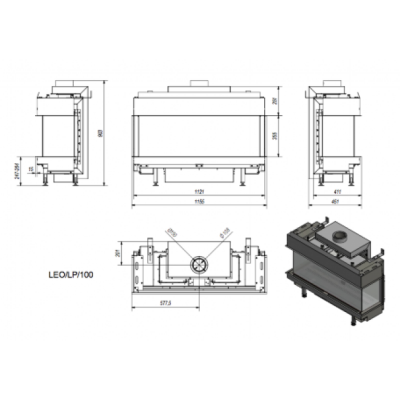 Каминная топка Kratki LEO LP 100 LPG (баллонный газ) Каминная топка Kratki LEO LP 100 LPG (баллонный газ)
