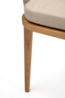 Стул из роупа 4SIS Лион, Основание дуб, роуп бежевый круглый, ткань бежевая 035