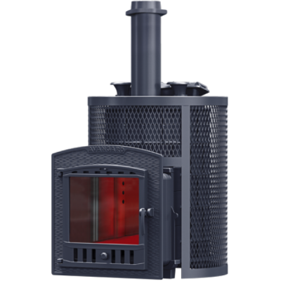 Печь для бани чугунная Гефест AVANGARD ЗК 30 (П2) Ураган в круглой сетке