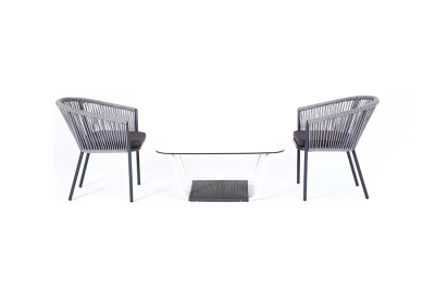 Кофейный набор 4SIS Марсель плетеный из роупа Цвет: светло-серый Кофейный набор 4SIS Марсель плетеный из роупа Цвет: светло-серый