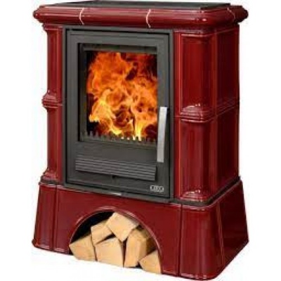 Печь-камин ABX BAVARIA K, с кафельным цоколем (бордо)