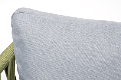 Диван 4SIS Диего 2-местный из роупа, каркас алюминий светло-серый муар, роуп салатовый меланж, ткань светло-серая