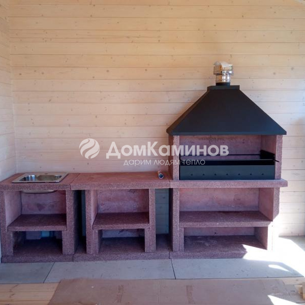 Барбекю комплекс в беседке из бруса