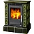 Печь-камин ABX Helvetia KP, с кафельным цоколем, с теплообменником (зеленый)