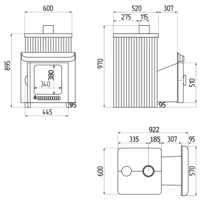Дровяная печь Ферингер Квадра ПФ в облицовке Россо Леванте+"Окаменевшее дерево", до 25 м³ Дровяная печь Ферингер Квадра ПФ в облицовке Россо Леванте+"Окаменевшее дерево", до 25 м³
