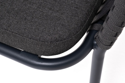 Стул из роупа 4SIS (колос), каркас алюминий темно-серый (RAL7024) муар, роуп серый, ткань темно-серая 027