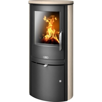 Печь-камин ABX Brent (черная сталь, мокка крем с верхней плитой)
