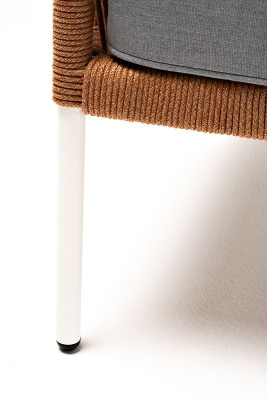 Кресло 4SIS Канны, каркас светло-серый муар, роуп оранжевый меланж, ткань светло-серая