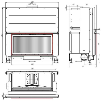 Топка BAUFLAMM FL100/52h glass + grid