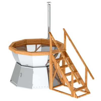 Банный чан 10 граней на подставке с ветрозащитой AISI 304 Банный чан 10 граней на подставке с ветрозащитой AISI 304