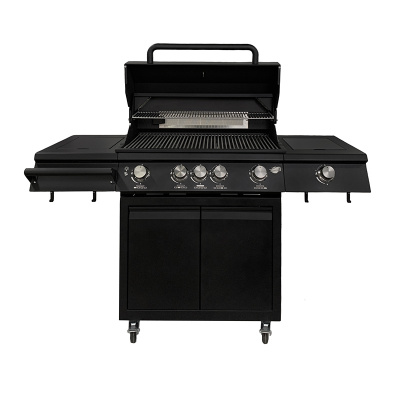 Газовый гриль B-Fire Bizon Premium 4 (2 столика + тележка 70 см.), черный Газовый гриль B-Fire Bizon Premium 4 (2 столика + тележка 70 см.), черный