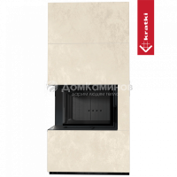 Каминокомплект Kratki PRO FLOKI BOX OXIDE BIANCO, угловое стекло слева