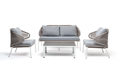 Лаунж-зона 4SIS Милан 4-местная из роупа, каркас светло-серый, роуп серый меланж