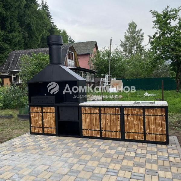 Барбекю комплекс Лофт с печью под казан с бетонной столешницей